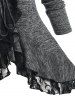 Cardigan Teinté Panneau en Dentelle Grande Taille à Volants - Noir 1X