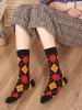 Retro Printed Argyle Mid-calf Socks -  