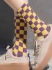 Sporty Checkerboard Pattern Mid Calf Socks -  