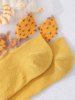 Chaussettes à Imprimé Fruit en Blocs de Couleurs en Maille - Jaune Soleil 