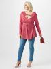 Plus Size Cutout D Ring Skirted T-shirt -  
