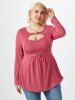 Plus Size Cutout D Ring Skirted T-shirt -  