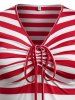 Robe de Noël Rayée Imprimée Epinglée de Grande Taille - Rouge L