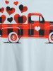 Plus Size Crisscross Heart Car Print Plaid Handkerchief Graphic Tee -  
