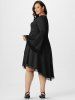 Plus Size Half Zipper Lace Egde Irregular Bell Sleeve Gothic Dress -  