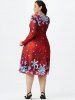 Plus Size Lace Panel Snowflake Print Christmas Dress -  