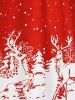 Robe Bicolore à Imprimé Flocon de Neige et Renne Noël Grande Taille - Rouge 1X