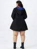 Plus Size Contrast Asymmetric Hooded Coat Dress -  