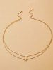 Minimalist Faux Pearl Heart Layered Belly Chain -  