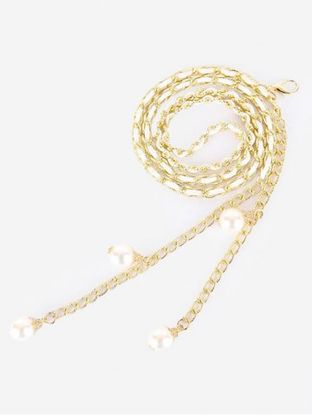Faux Pearl Pendants Dress Skinny Waist Chain