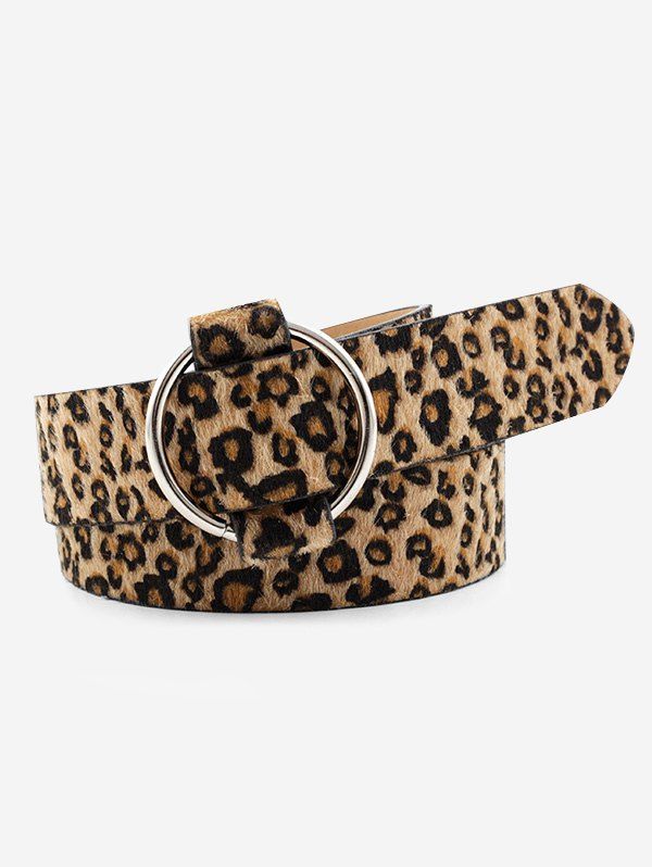 Outfit Leopard Print Fuzzy Buckle Belt  