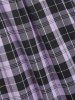 Robe Découpée à Carreaux à 3 / 4 Manches - Pourpre  L