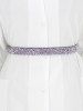 Mixed Color Diamante Button Elastic Dress Belt -  
