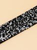Button Elastic Diamante Wide Dress Belt -  