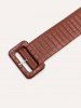 Rectangle Pin Buckle Textured Wide Belt -  