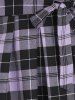 Tie Waist Plaid Off Shoulder Long Sleeve Dress -  