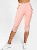 High Rise Lace Applique Capri Leggings -  