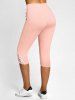 High Rise Lace Applique Capri Leggings -  