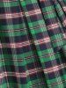 Tie Waist Plaid Off Shoulder Long Sleeve Dress -  
