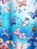 Maillot de Bain Tankini Mouchoir Modeste à Imprimé Papillon de Grande Taille avec Nœud Papillon - Bleu clair 1X