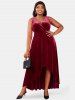 Plus Size Velvet High Low Maxi Cocktail Dress -  