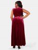 Plus Size Velvet High Low Maxi Cocktail Dress -  