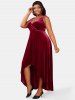 Plus Size Velvet High Low Maxi Cocktail Dress -  