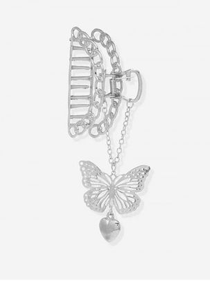 Hollow Out Butterfly Pendant Chain Hair Claw