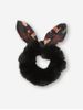 Elk Santa Claus Print Faux Fur Bow Scrunchie -  