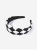 Checkered Pattern Wide Hairband -  