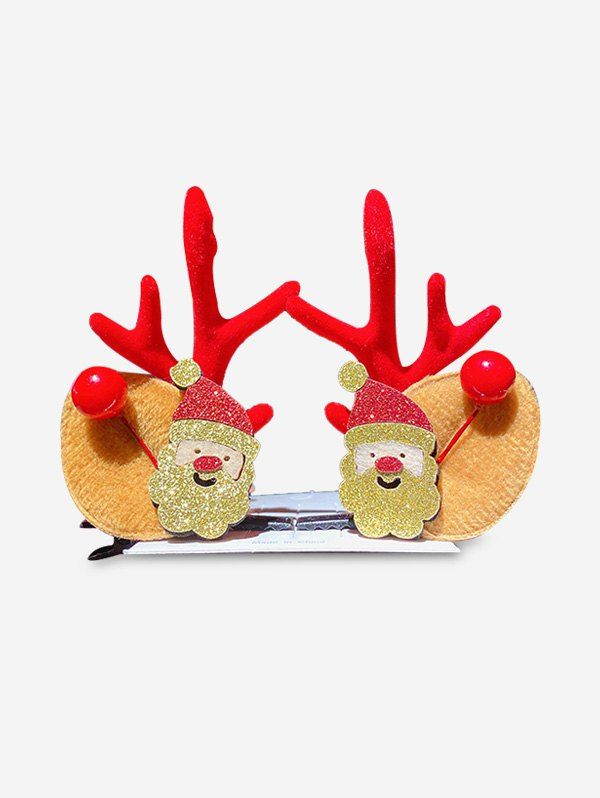 Affordable 2Pcs Christmas Santa Elk Antler Hair Clip Set  