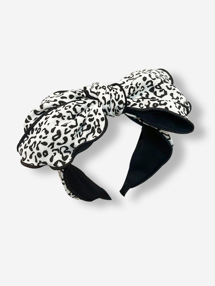 Hot Bowknot Leopard Printed Wide Hairband  