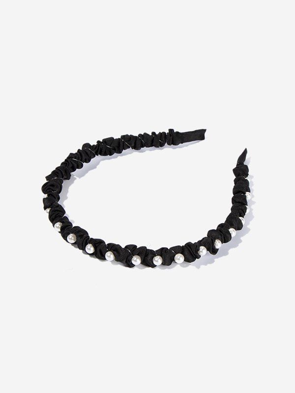 Best Crinkle Cloth Faux Pearl Hairband  