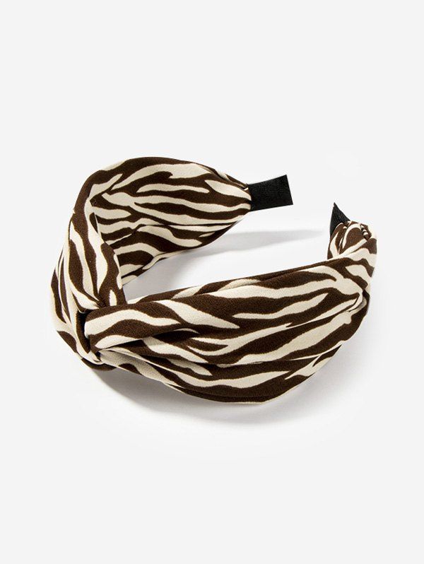 Latest Knotted Zebra Stripe Print Wide Hairband  