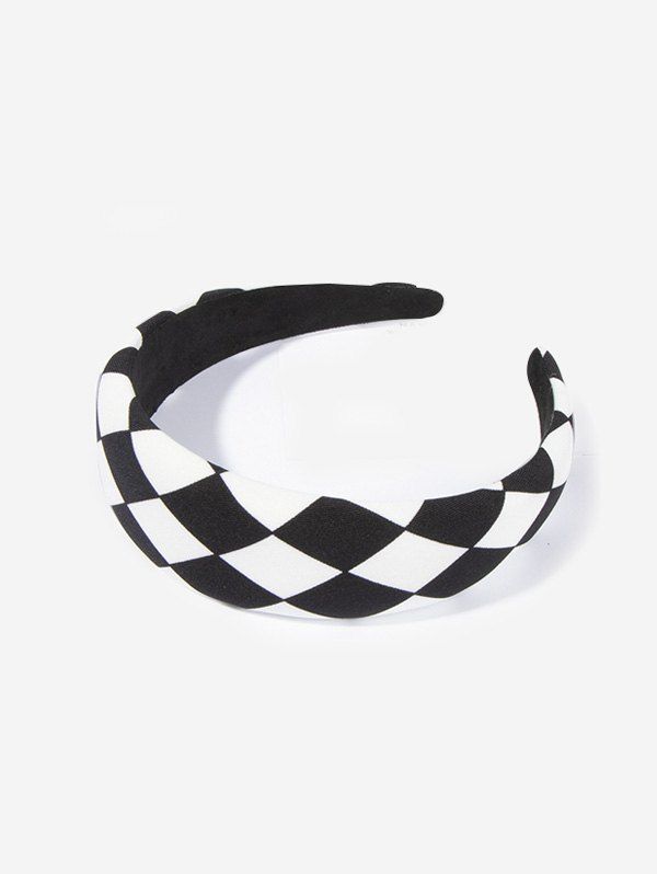 Hot Checkered Pattern Wide Hairband  