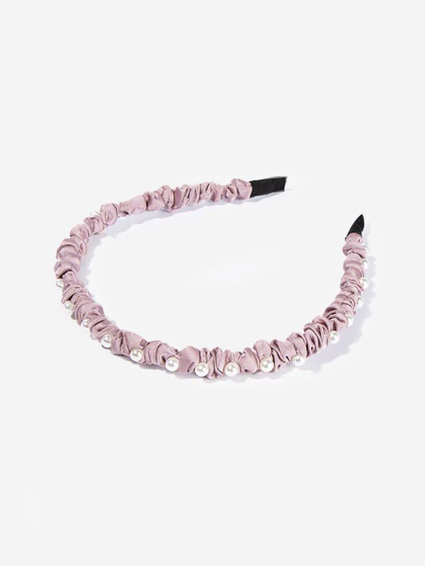 Online Crinkle Cloth Faux Pearl Hairband  