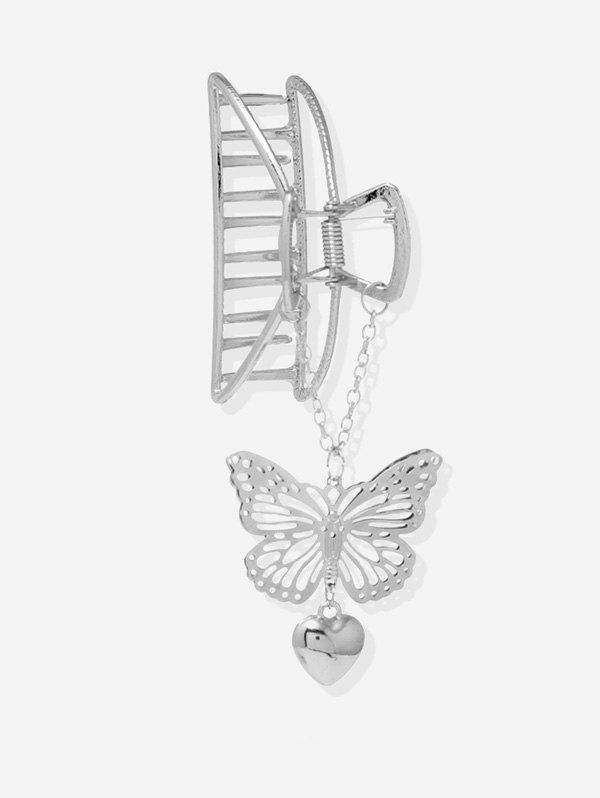Fancy Hollow Out Butterfly Heart Charm Claw Clip  