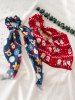 2 Pcs Christmas Printed Knotted Scrunchie Set -  