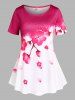 Plus Size Sakura Flower Blossom Print Tee -  