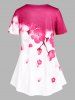 T-shirt à Imprimé Fleur de Sakura de Grande Taille - Rouge 5X