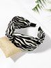 Knotted Zebra Stripe Print Wide Hairband -  
