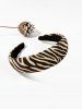 Zebra Striped Printed Wide Hairband -  