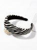 Zebra Striped Printed Wide Hairband -  