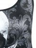 Plus Size & Curve Lace Panel Skull Wing Print Gothic Tank Top -  