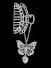 Hollow Out Butterfly Pendant Chain Hair Claw -  