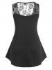 Plus Size Lace Panel Sheer Ripped Heart Print Tank Top -  