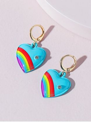 Spray Paint Rainbow Heart Earrings