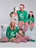 Ensemble de Pyjamas de Noël Rayé Graphique Assorti pour la Famille - Vert Maman s