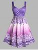 Plus Size & Curve Ombre Color Floral Print Crossover Midi Dress -  