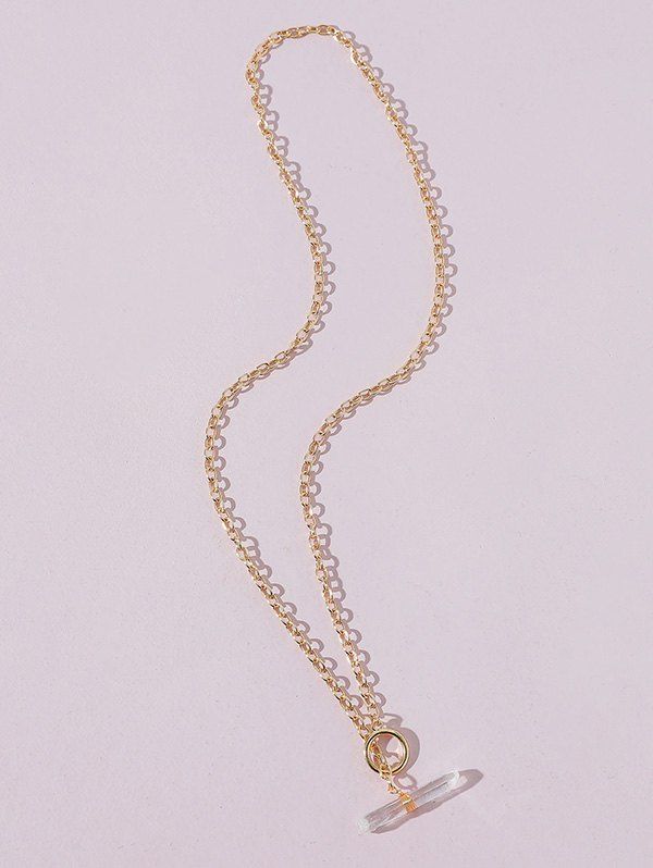 Unique Natural Stone Crystal Chain Lariat Necklace  